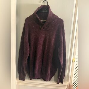 Weatherproof Purple V-Neck Sweater with Shawl Collar